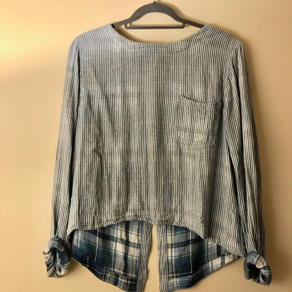 Cloth and Stone Blue Striped Shirt